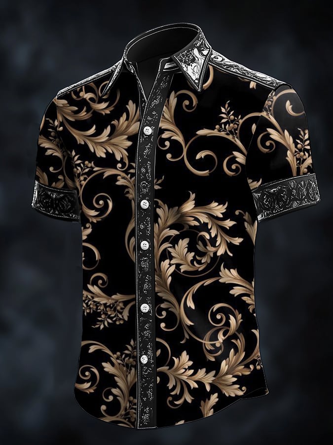 Camisa retro Baroque estampado Dark para hombre