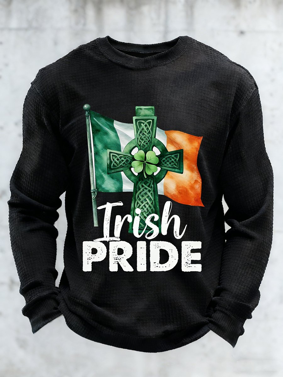 Camiseta vintage St. Patrick's Day estampado de manga larga para hombre