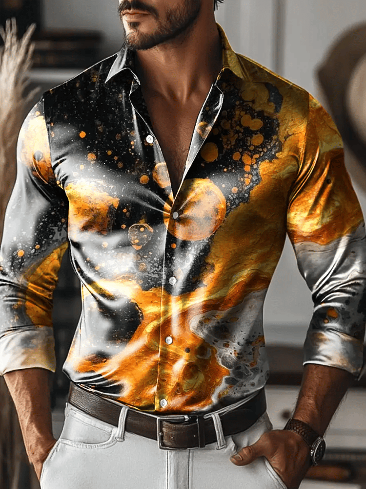 Camisa vintage de manga larga para hombre