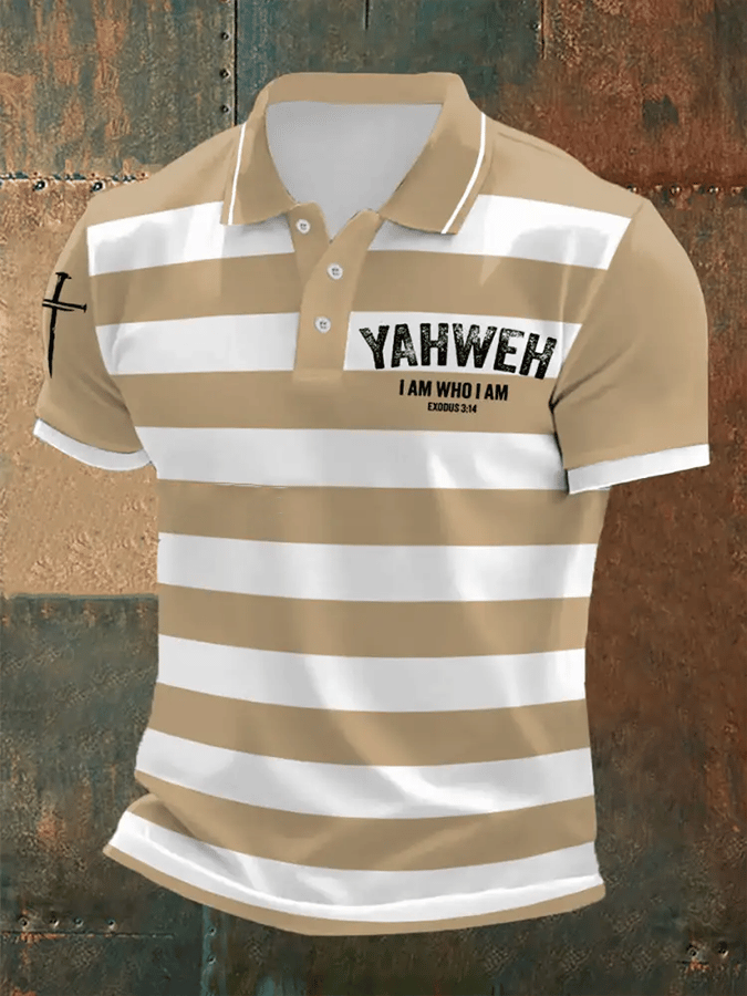 Camisa polo retro Faith “Yeshua�? casual estampado para hombre