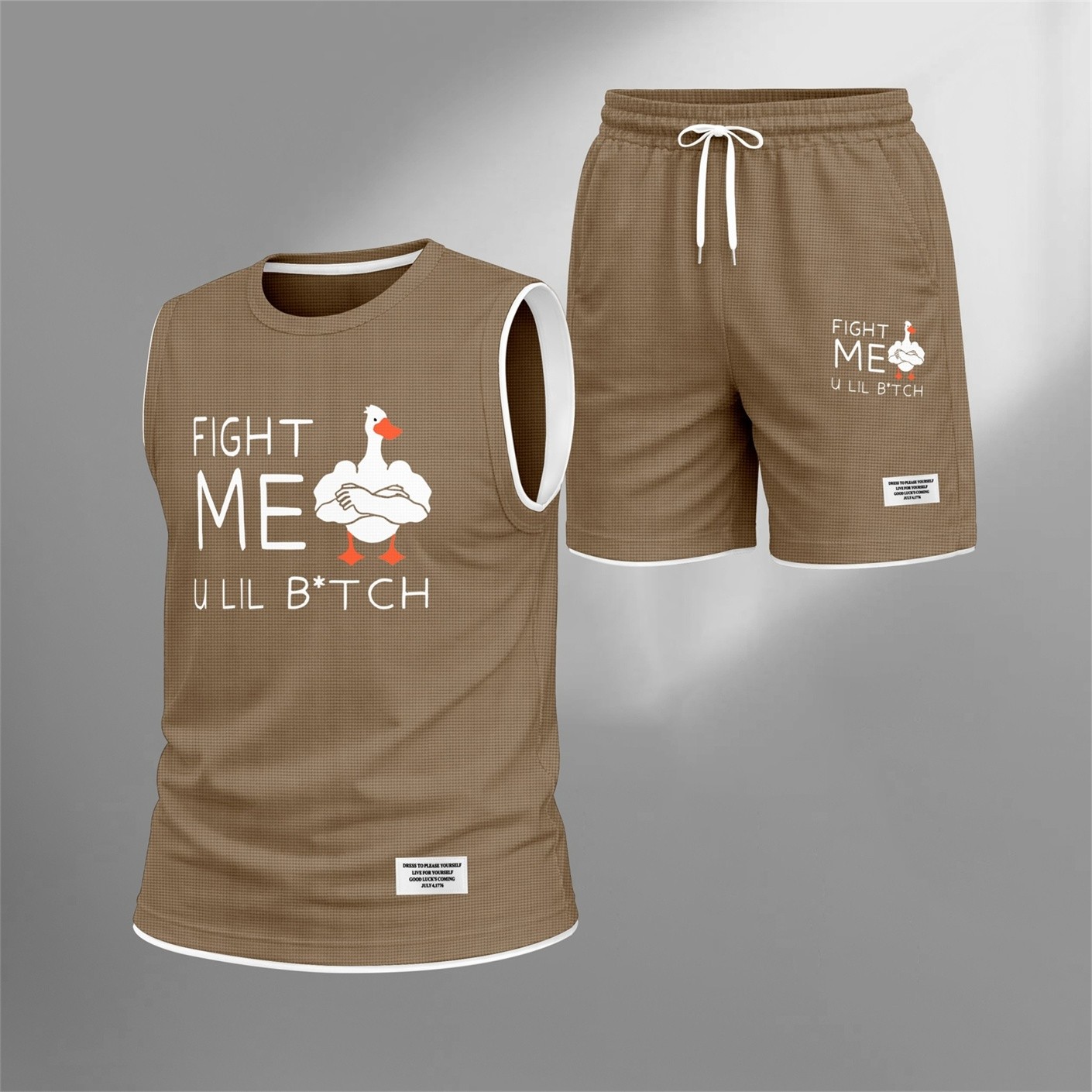 Shorts 2 Piece Graphic Set, Sleeveless Tank Top and casual shorts Outfit, Regular Fit Summer Clothing Set for Men, Streetwear Matching Set for Vacation Gym para uso diario Wear and para exterior Looks para hombre