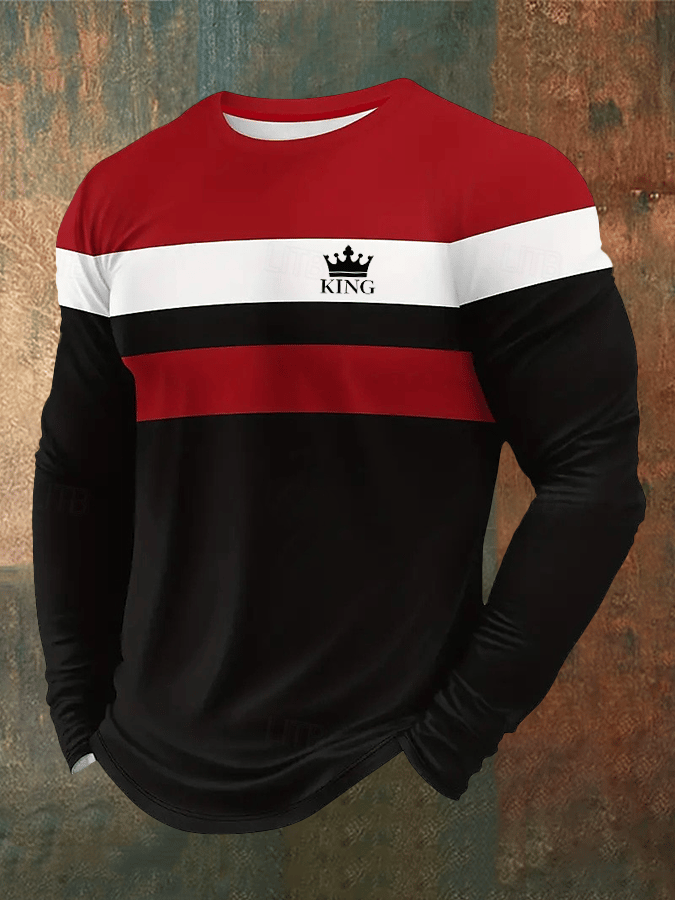 Camiseta ejecutivo casual estampado de manga larga para hombre