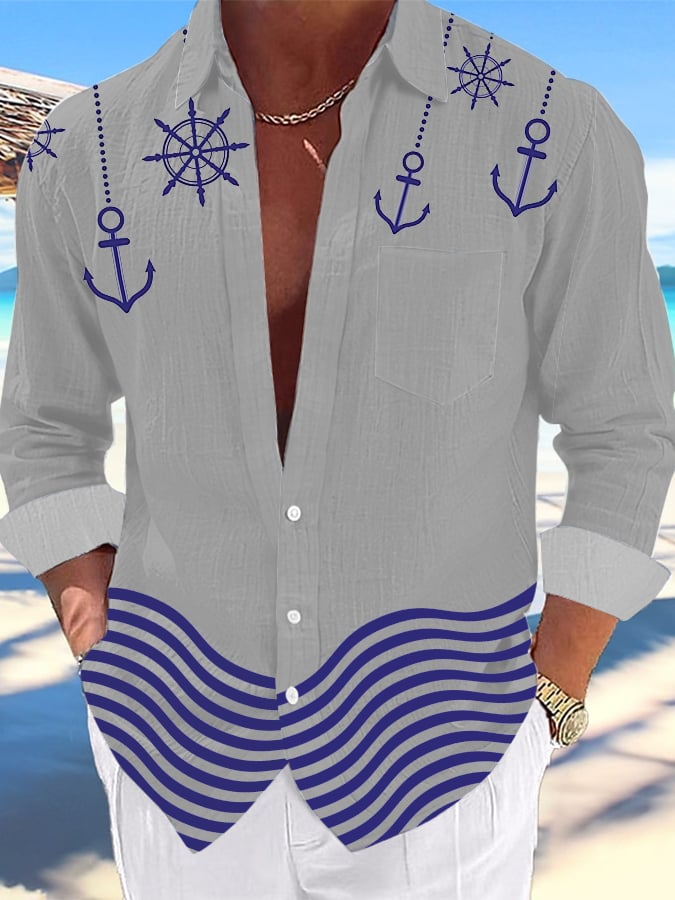 Camisa casual Hawaiian estampado Lapel para hombre