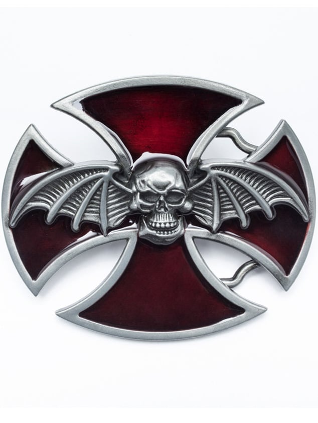 Cinturón Skull head smooth buckle bat shape alloy buckle cross religious cinturón buckle