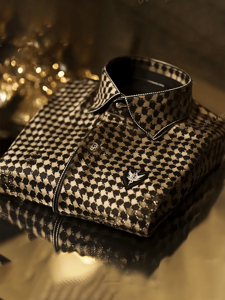 Camisa satén Luxe de manga larga con botones para hombre