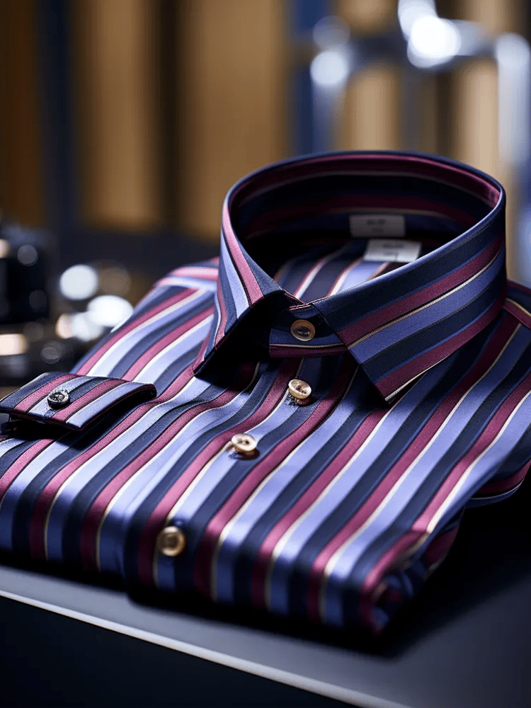 Camisa de lujo Romantic Contrast Color estampado de manga larga para hombre