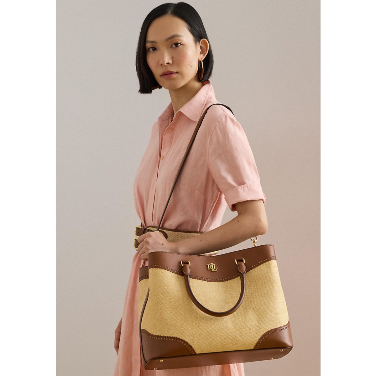 Straw & Leather Large Marcy Satchel - 1
