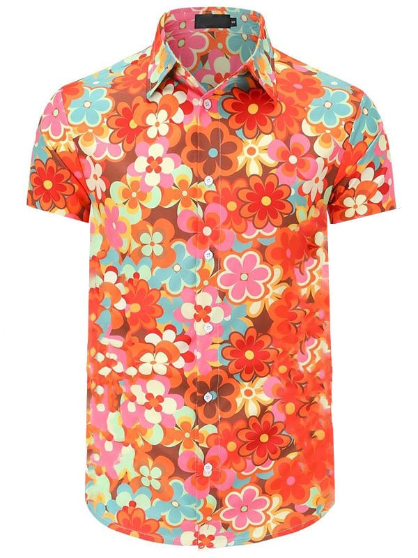 Camisa Beach Vacation floral de manga corta para hombre