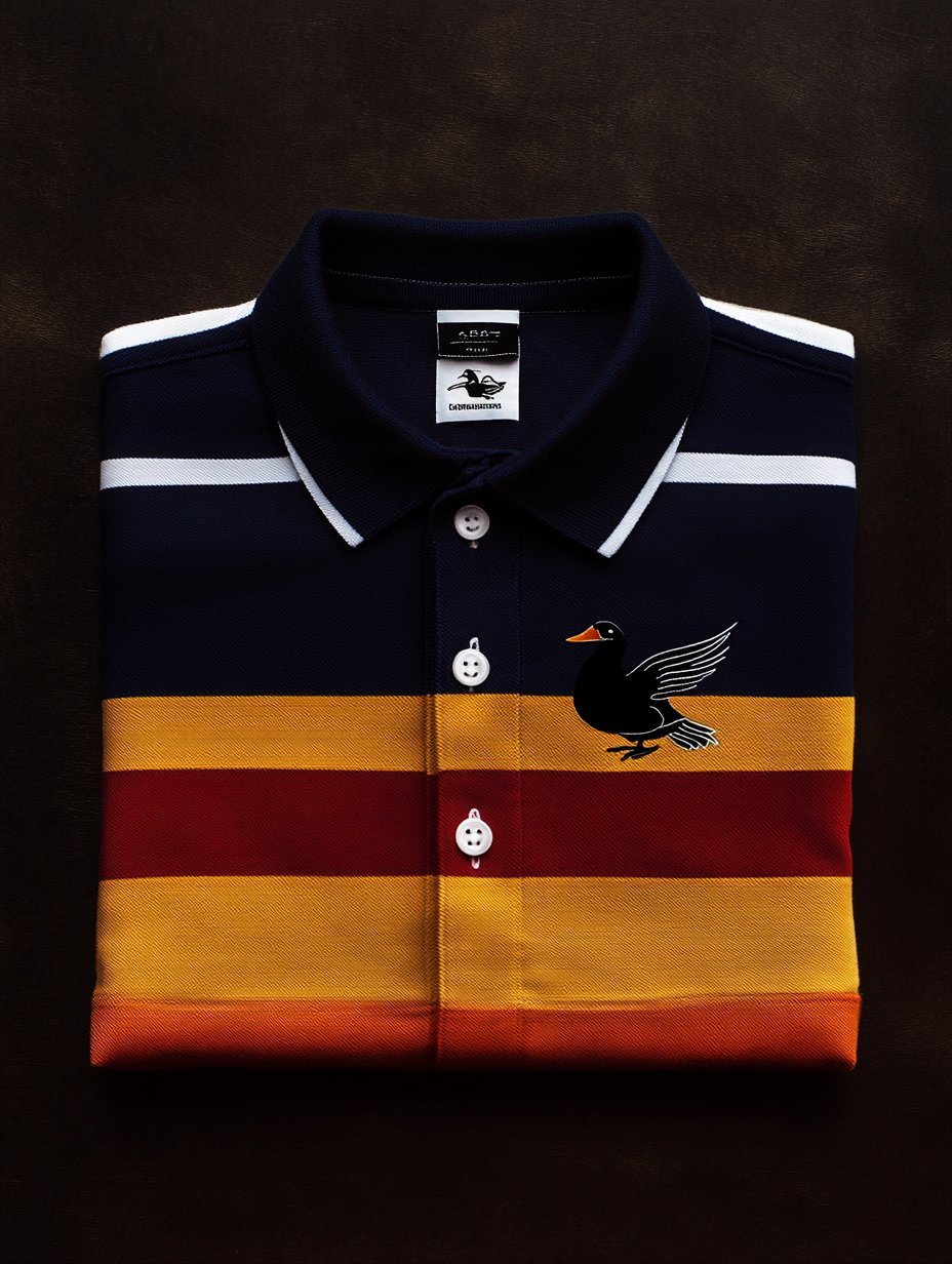 Camisa polo retro ejecutivo rayas estampado de manga larga para hombre