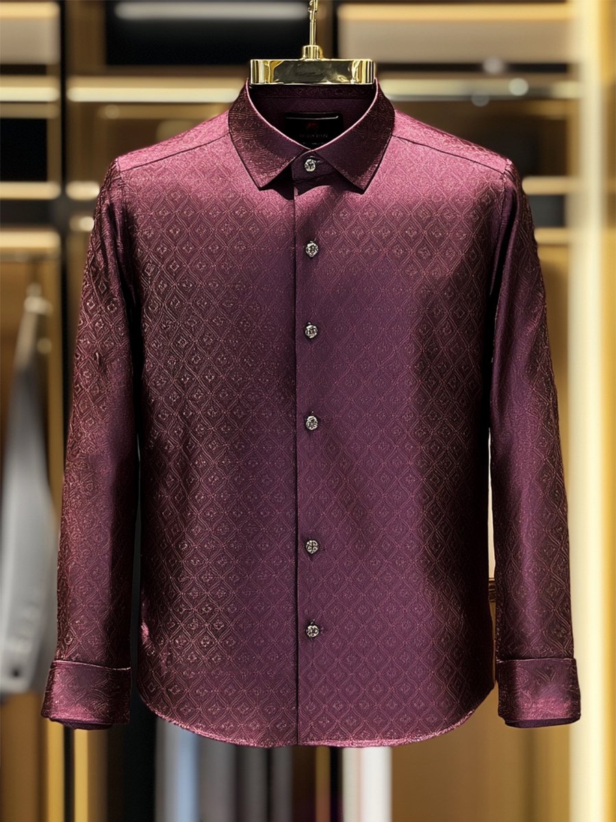 Camisa satén Luxe de manga larga con botones para hombre