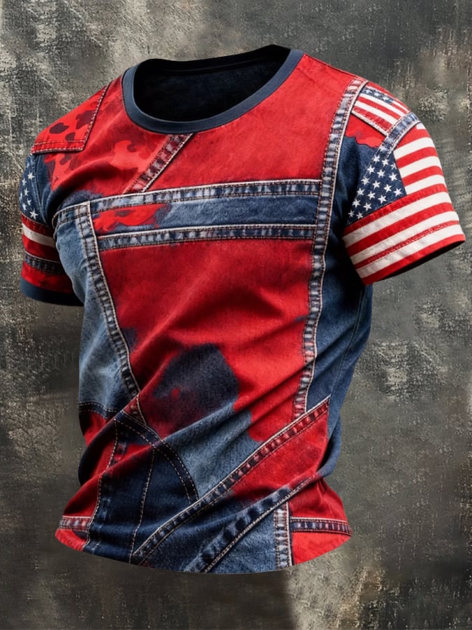 Camiseta retro Patriot camuflaje Patchpara trabajo para hombre