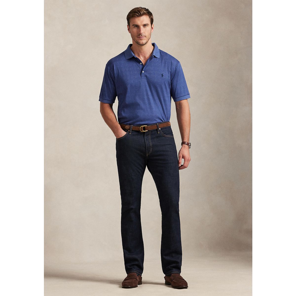 Big & Tall Glen Plaid Soft Cotton Polo Shirt - 5