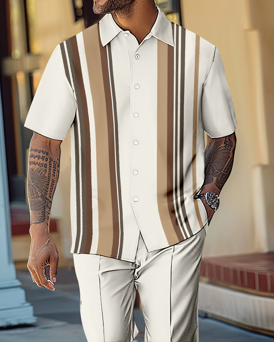 Camisa Gorgeous en bloques de color de manga corta Walking Suit 1072 para hombre