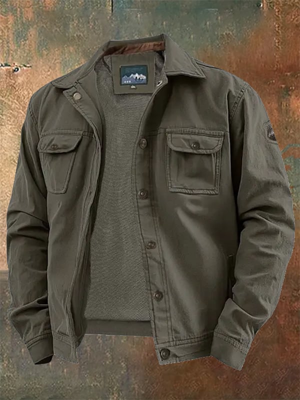 Chaqueta vintage para exterior Multi-bolsillo para hombre