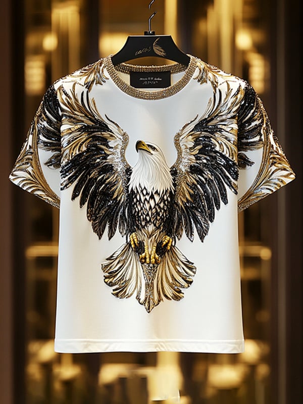 Camiseta ejecutivo de lujo estampado de algodón de manga corta para hombre