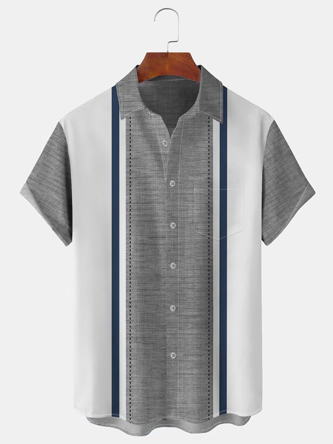 Camisa de manga corta With Color Contrast estampadoing For casual Vacation para hombre