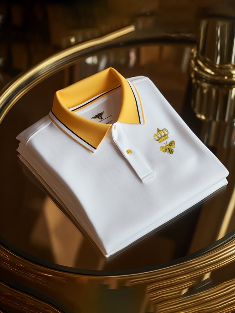 Camisa polo clásico ejecutivo Check Logo Button de manga corta para hombre