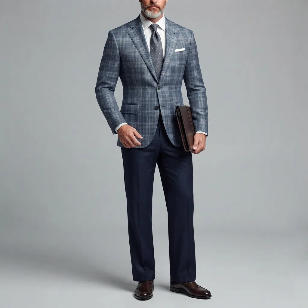 para hombre clásico Formal Plaid Notched Lapel Two Button de manga larga saco