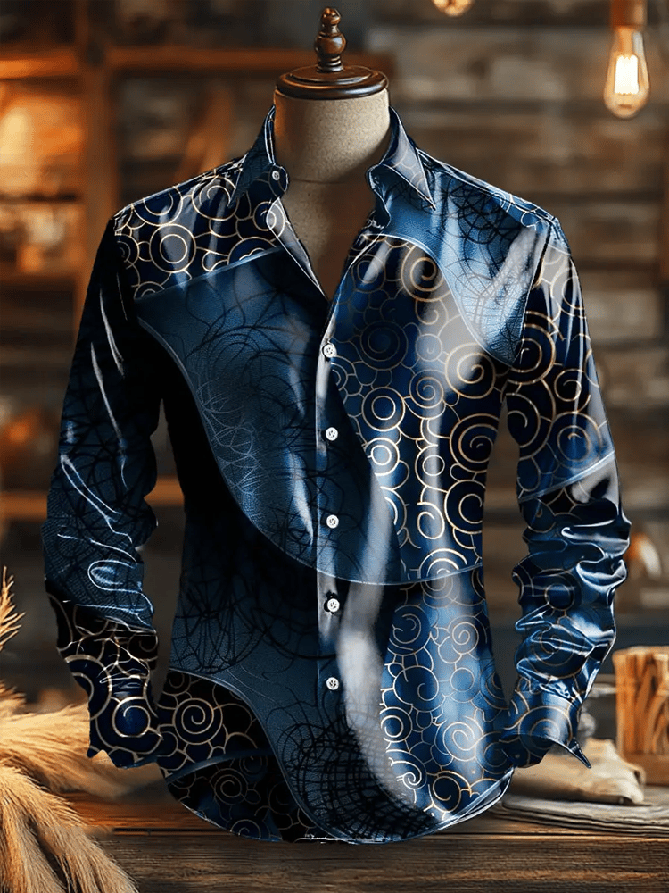 Camisa satén Western vintage de manga corta para hombre