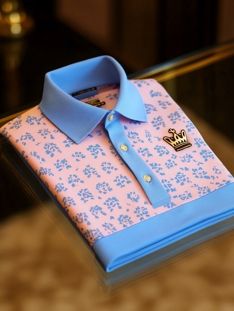 Camisa polo ejecutivo casual Crown Button de manga corta para hombre