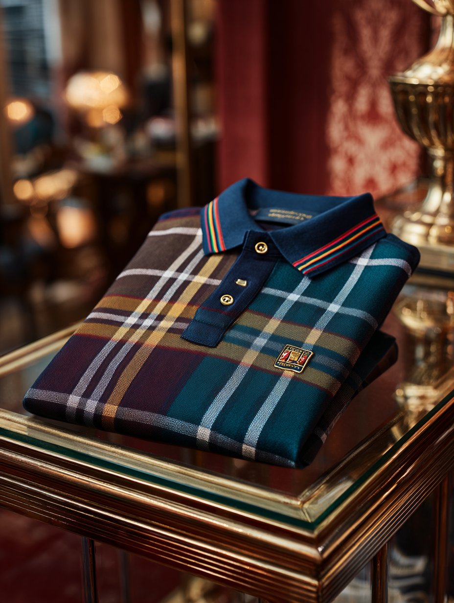 Camisa polo Holiday Check casual de manga corta para hombre