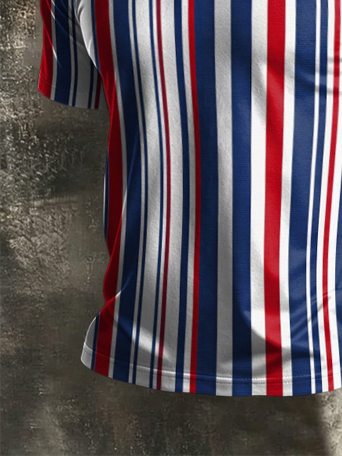 Camisa polo retro Abstract Art estampado casual para hombre
