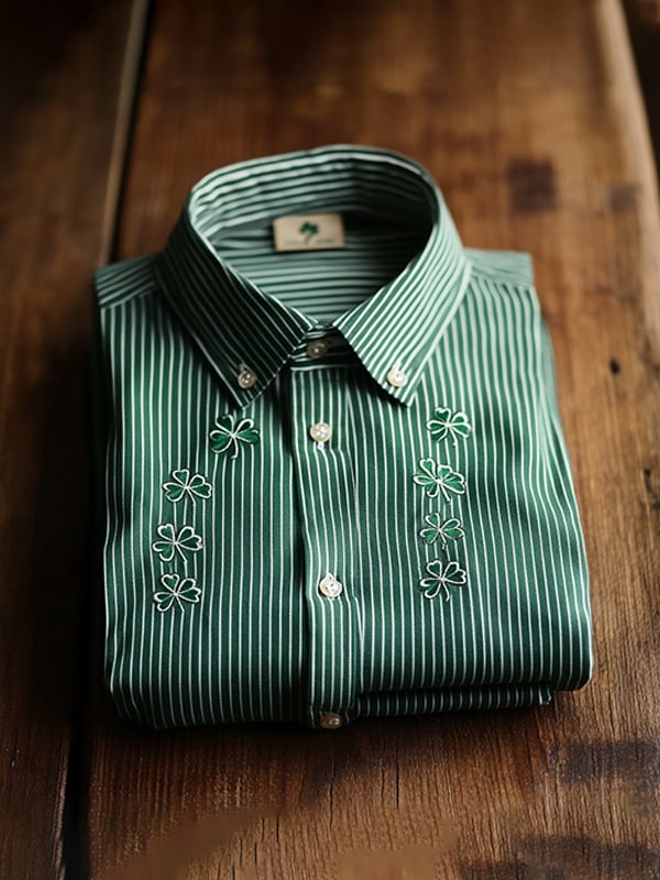 Camisa Party St. Patrick's Day casual de manga larga para hombre