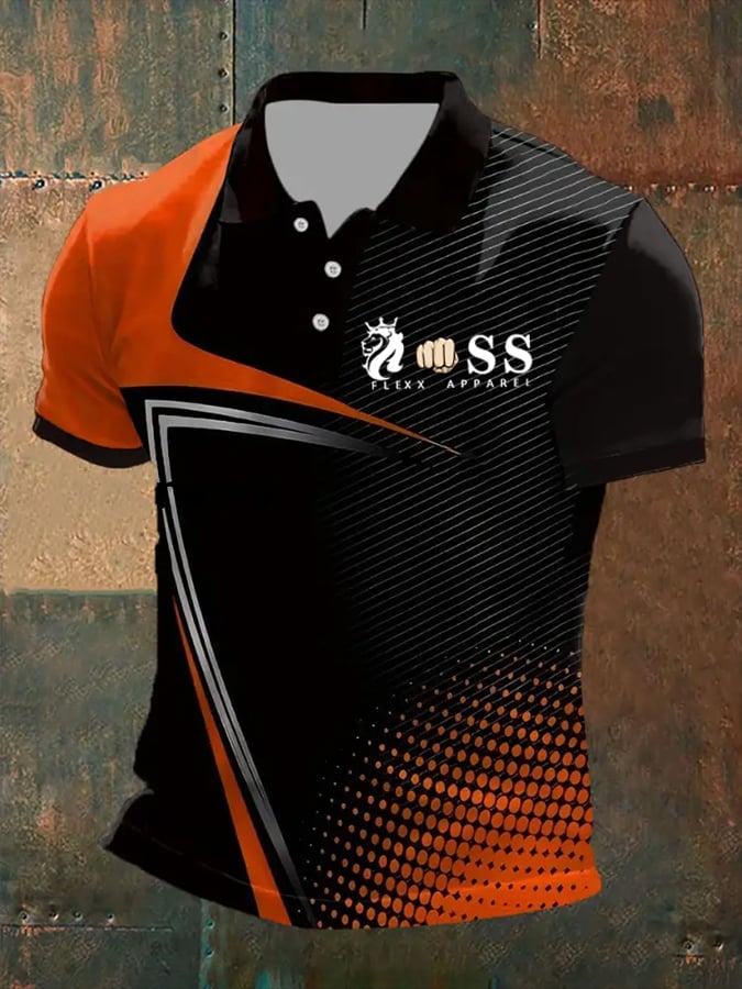 Camisa polo retro Letter estampado casual para hombre