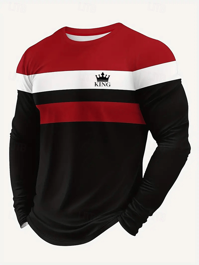 Camiseta ejecutivo casual estampado de manga larga para hombre