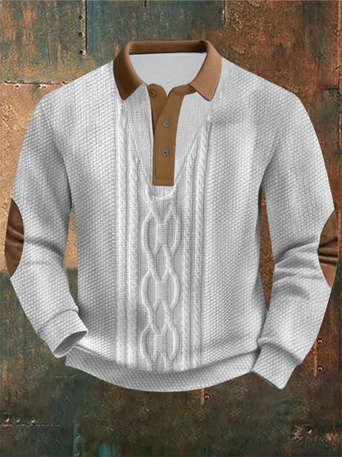 Sudadera Cable texturizado estampado casual para hombre