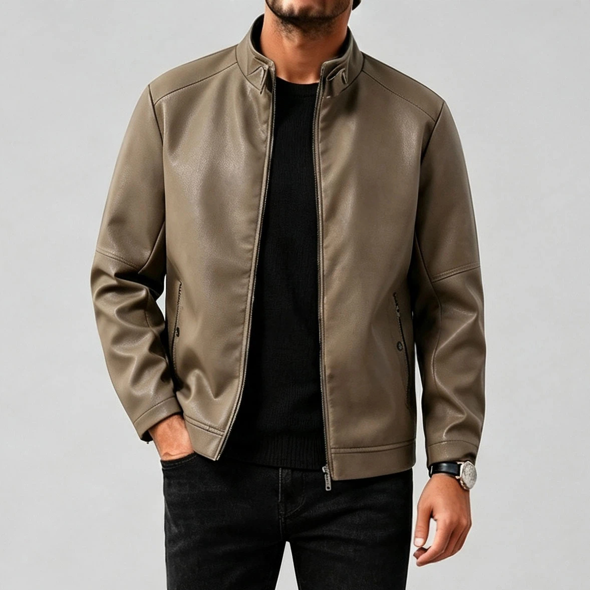 Chaqueta casual PU Leather para hombre