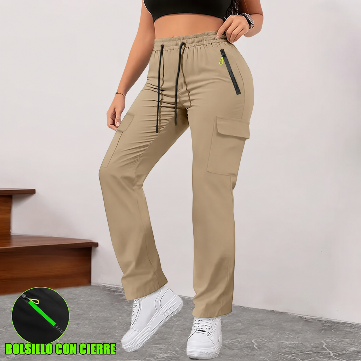 Pantalón cargo multibolsillos para primavera y verano · vista 5