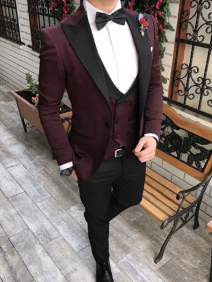 Ejecutivo Single-Breasted de color sólido Three-Piece Suit para hombre