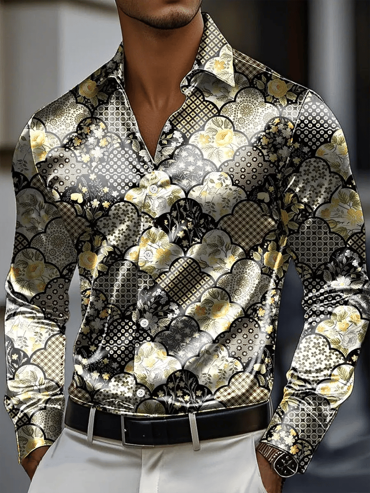 Camisa vintage de manga larga para hombre