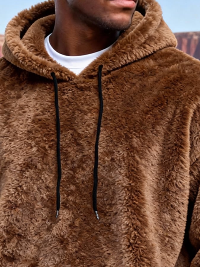 Sudadera vintage Warm Coral polar Hooded para hombre