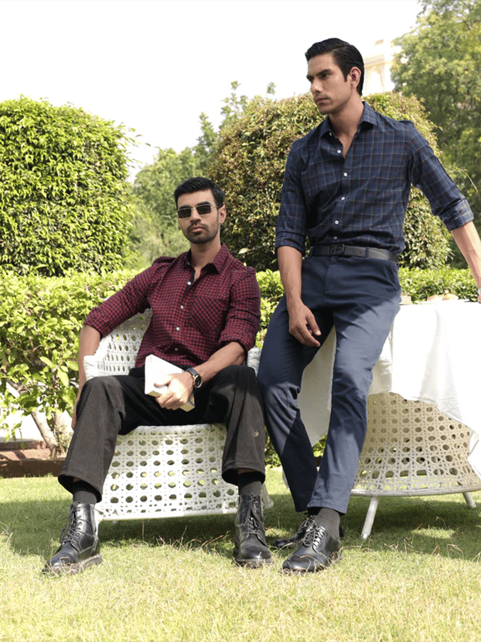Camisa a cuadros Design bolsillo ejecutivo casual de manga larga para hombre