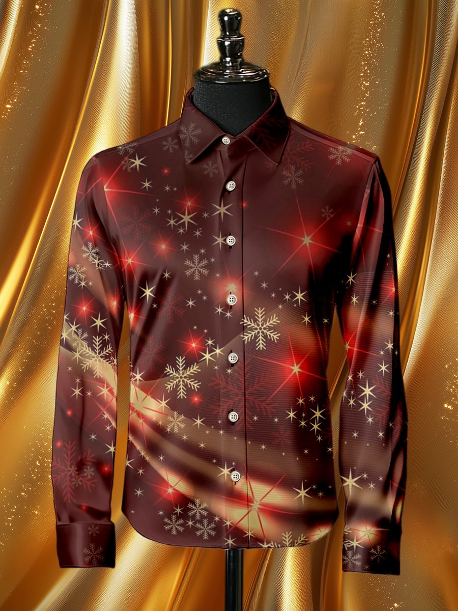 Camisa seda Christmas de lujo ejecutivo de manga larga para hombre