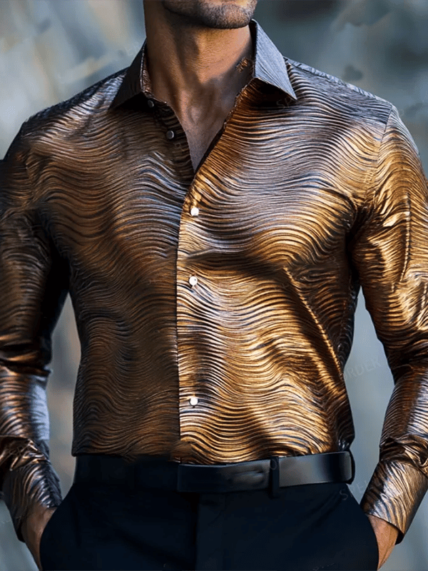 Camisa vintage estampado de manga larga para hombre