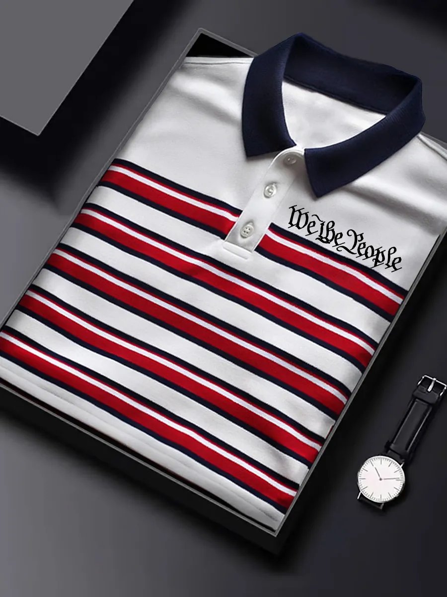 Camisa polo retro Independence Day We The People estampado para hombre
