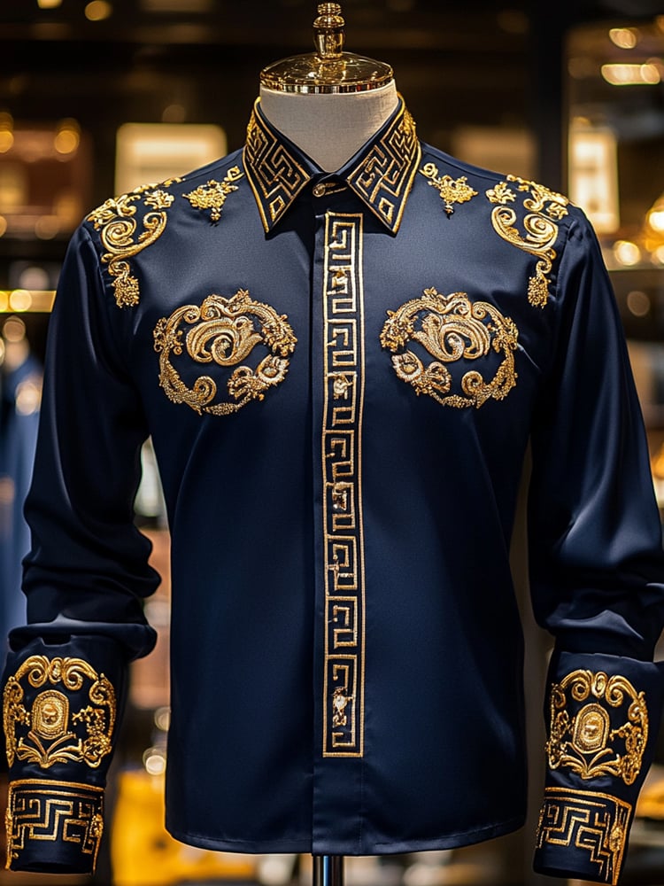 Camisa satén Luxe de manga larga con botones para hombre