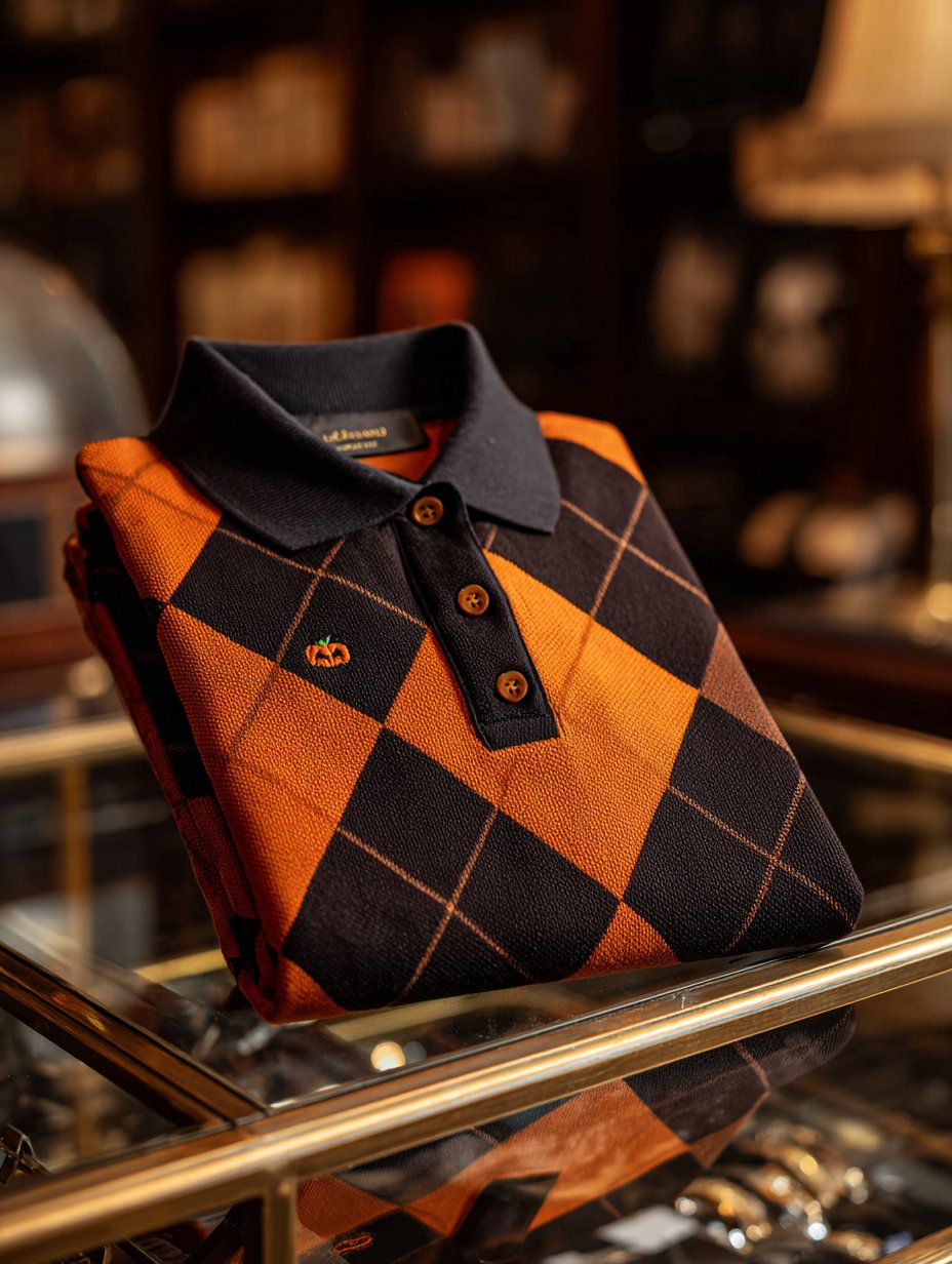 Camisa polo Halloween Check casual de manga corta para hombre
