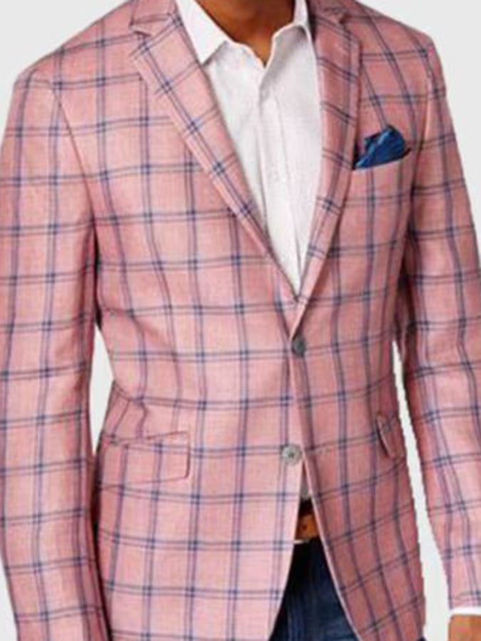 Saco a cuadros Single Breasted Notch solapa de corte entallado para hombre