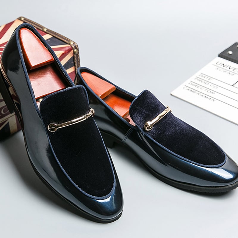 Zapatos de moda British Style de color sólido Patent cuero gamuza ejecutivo casual cuero
