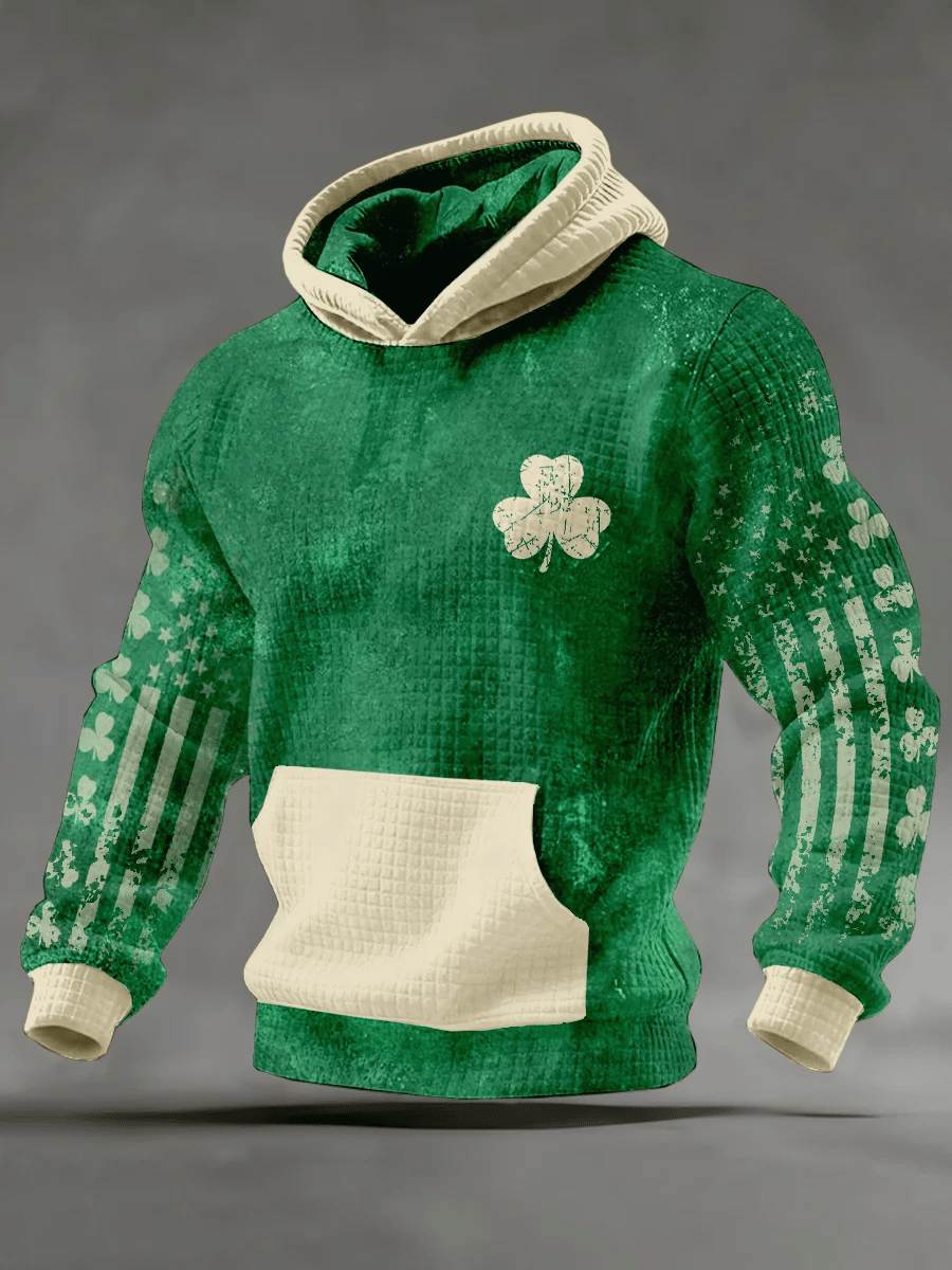 Sudadera St. Patrick's Day estampado con gorrasucha para hombre