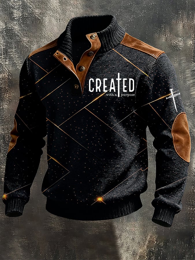 Sudadera casual retro Cross en bloques de color estampado de manga larga -Fast Shipping para hombre