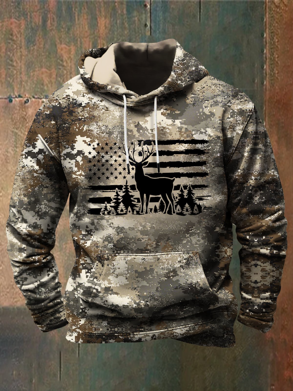 Sudadera para exterior camuflaje Deer Hunting con gorrasucha para hombre