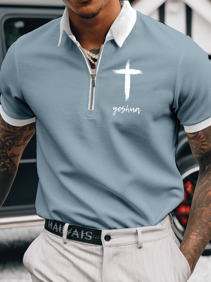 Camisa polo Faith estampado casual con cierre para hombre