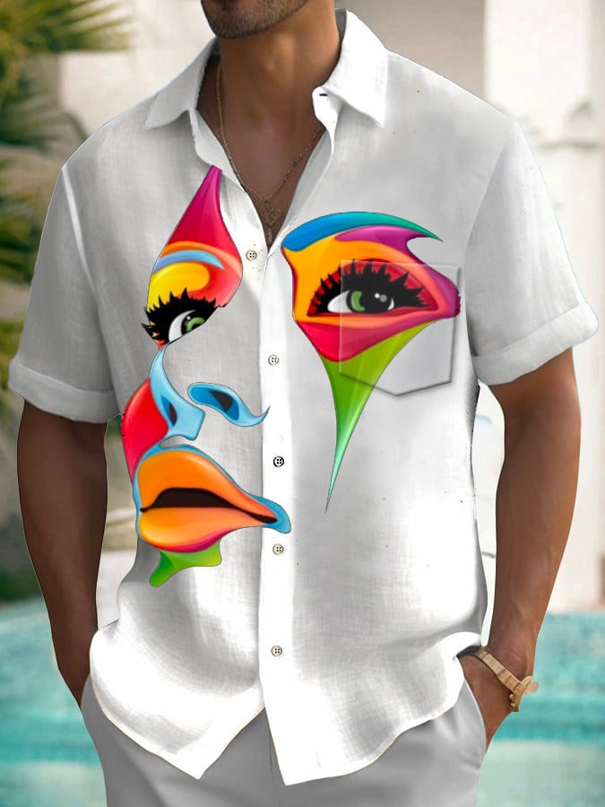 Camisa de moda Art Portrait estampado para hombre