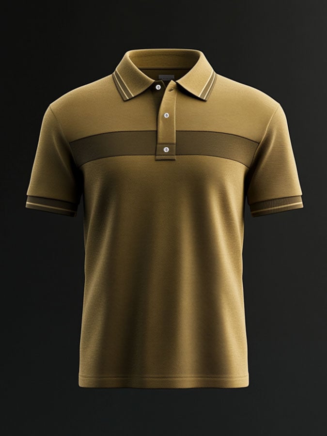 Camisa polo casual clásico Contrast Color estampado ejecutivo de manga corta para hombre