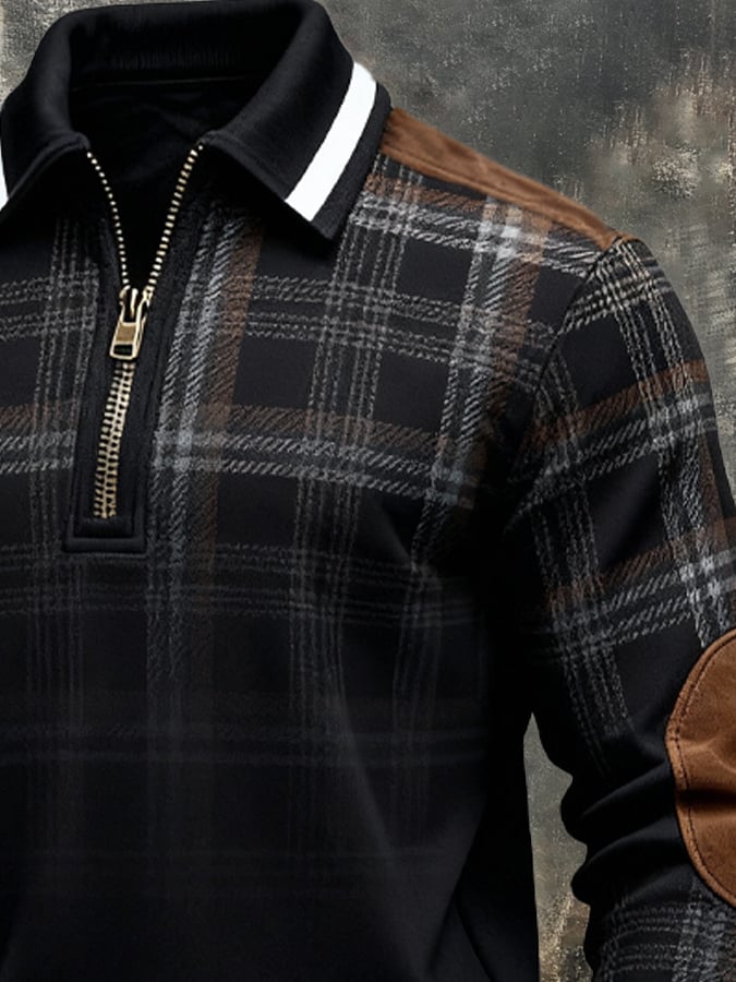 Sudadera retro en bloques de color estampado cierre para hombre